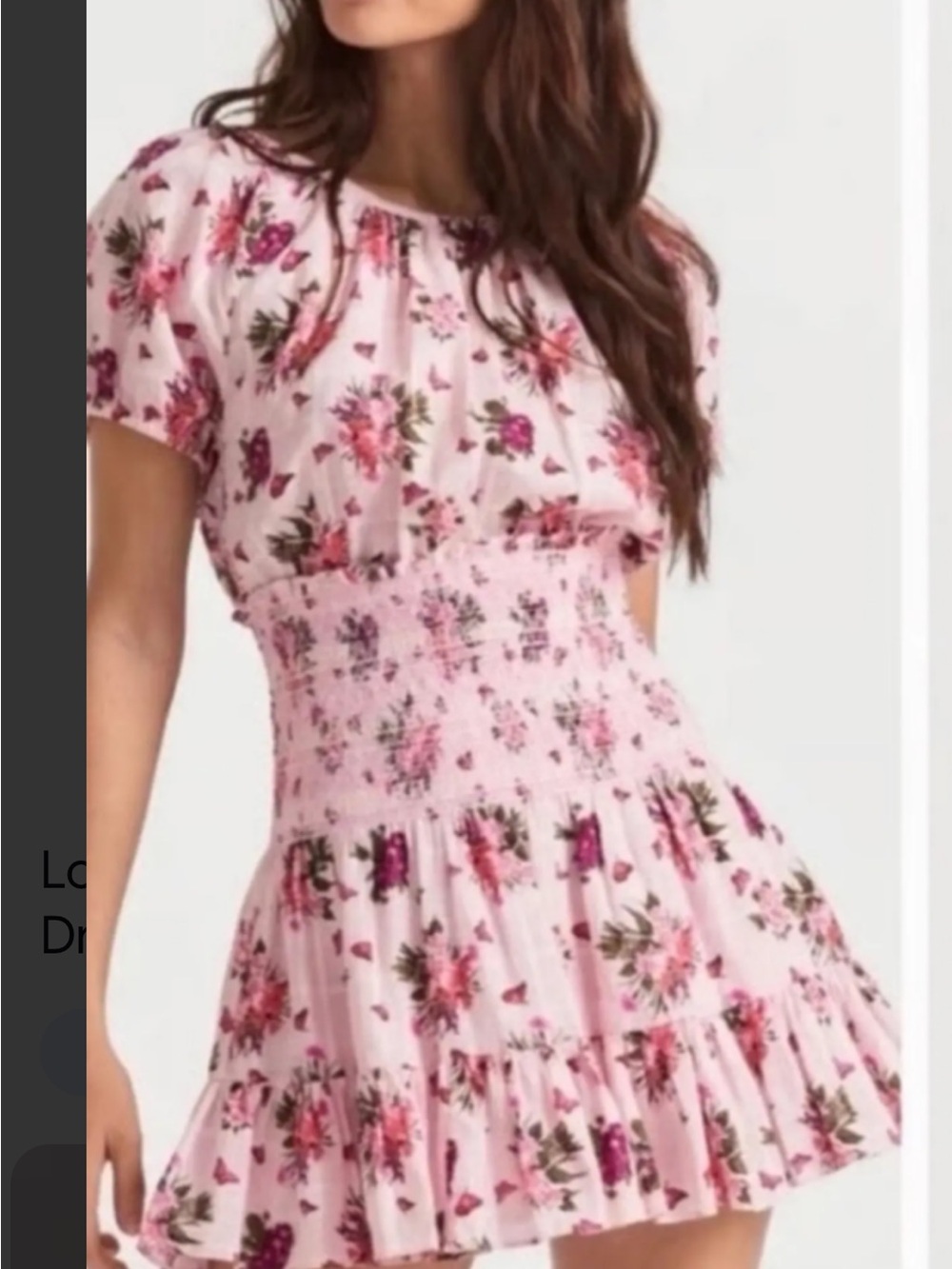 LoveShackFancy Light Pink Floral Smocked Mini Dress